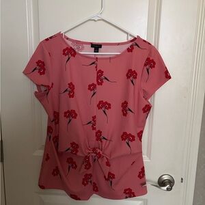 Ann Taylor Coral Pink Floral Blouse